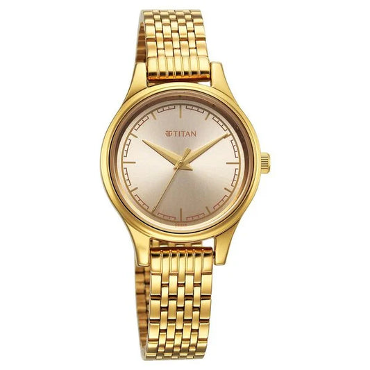 Titan, Men's, Analog Watch, Gold Dial, with Stainless Steel Band, TI-2679YM02