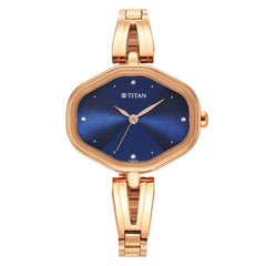 Titan Karishma Analog Women's Watch, Blue Dial Metal Strap Watch, 2680WM01