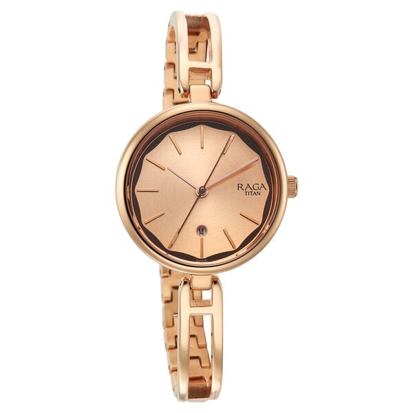Titan Raga Viva Analog Women's Watch with Date with White dial and Metal Strap, 2783WM01
