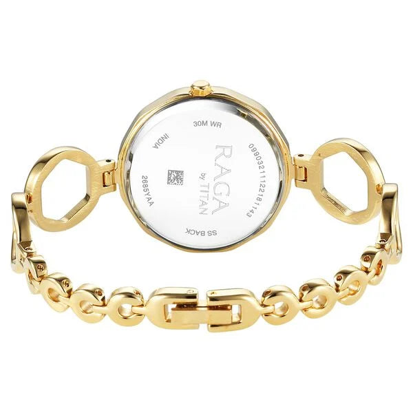 Titan Raga  Women's Quartz Analog Watch Viva Golden Dial with Gold Metal Strap, 2685WM01