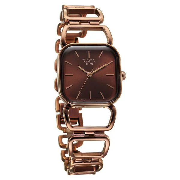Titan Raga Women's Watch Analog Brown Dial with Brown Stainless Steel Band, 2697QM02