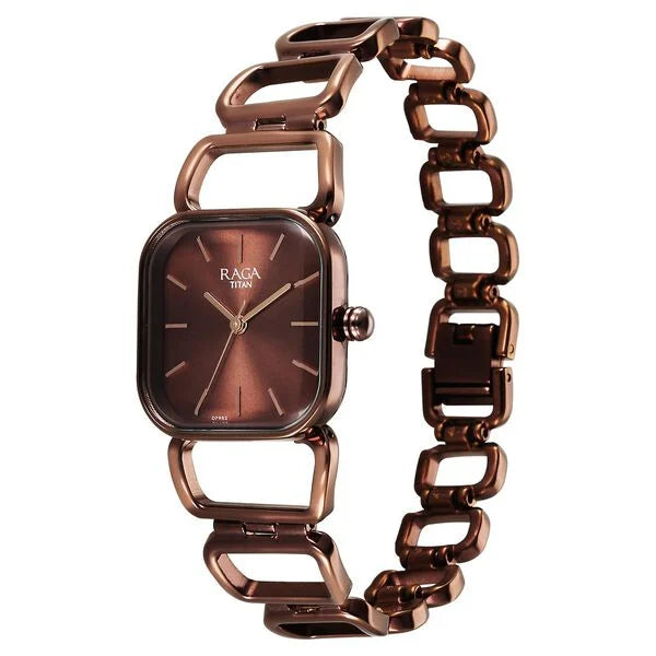 Titan Raga Women's Watch Analog Brown Dial with Brown Stainless Steel Band, 2697QM02