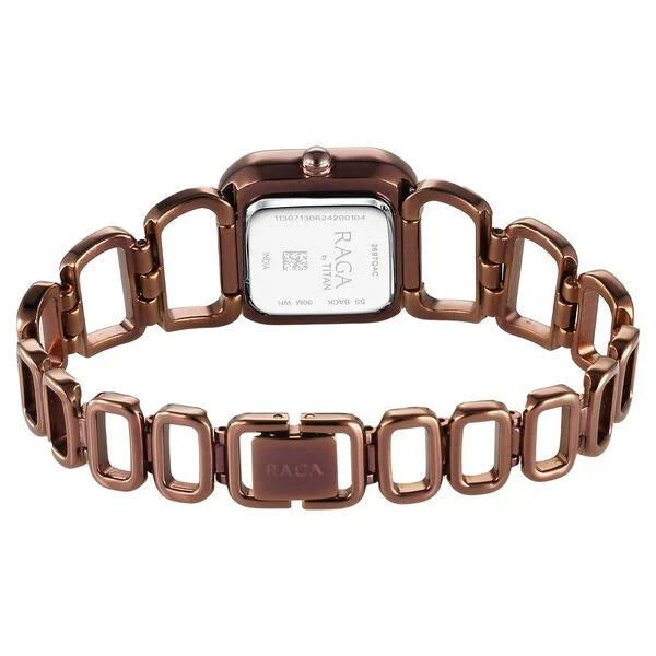 Titan Raga Women's Watch Analog Brown Dial with Brown Stainless Steel Band, 2697QM02