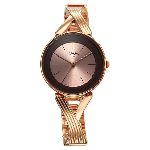 Titan Raga Chic Women's Watch Analog Rose Gold Dial with Rose Gold Stainless Steel Band, 2698WM01