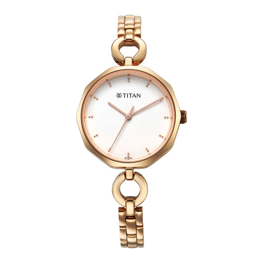 Titan, Women, Analog, Watch, White Dial, Stainless steel Strap, 2702WM01