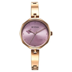 Titan Karishma Women's Watch Analog Pink Dial With Rose Gold Stainless Steel Band, 2702WM02