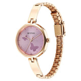 Titan Karishma Women's Watch Analog Pink Dial With Rose Gold Stainless Steel Band, 2702WM02
