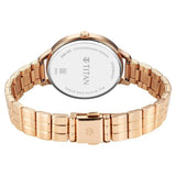 Titan Secluded Quartz Analog Women's Watch with Rose Gold Dial and Rose Gold Stainless Steel Strap, 2703WM01
