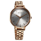 Titan Secluded Women's Watch Analog Silver Dial with Rose Gold Stainless Steel Band, 2709WM02