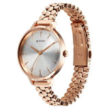 Titan Secluded Women's Watch Analog Silver Dial with Rose Gold Stainless Steel Band, 2709WM02