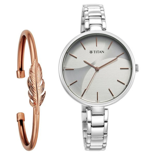 Titan, Women, Analog, Watch, Purple Dial, Stainless steel Strap, 2714SM01