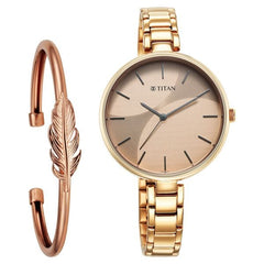 Titan Purple Stackables Women's Watch Analog Two-Toned Dial with Rose Gold Stainless Steel Band, 2714WM01