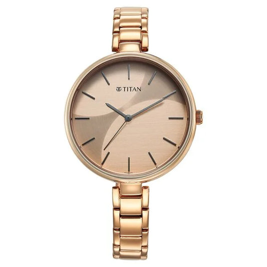 Titan, Men's, Analog Watch, Gold Dial, with Stainless Steel Band, TI-2714WM01