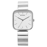 Titan Purple Stackables Women's Watch Analog White Dial With Silver Stainless Steel Band, 2715SM01