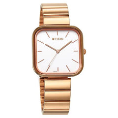 Titan Purple Stackables Analog Women's Watch, White Dial Rose Gold With Stainless Steel Strap, 2715WM01