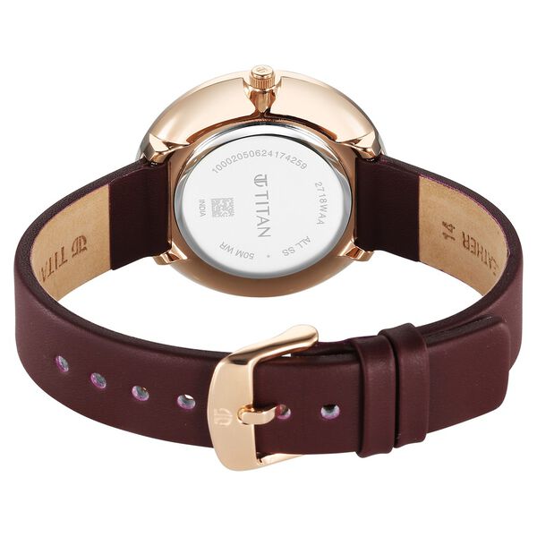 Titan Stackables Women's Watch Analog Brown Dial with Brown Leather Strap, 2718WL01
