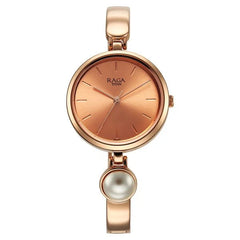 Titan Raga Power Pearls Analog Women's Watch, Rose Gold With Dial Rose Gold Stainless Steel  Pearl Strap, 2720WM01