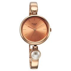 Titan Raga Power Pearls Analog Women's Watch, Rose Gold With Dial Rose Gold Stainless Steel  Pearl Strap, 2720WM01
