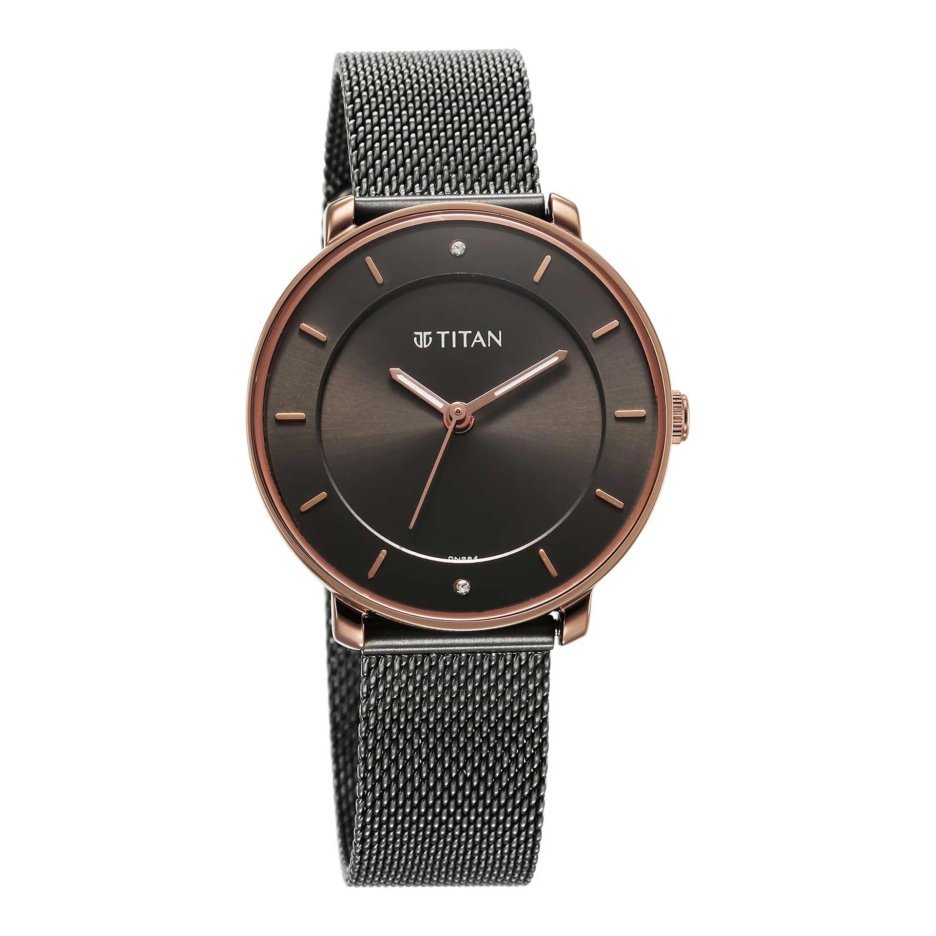 Titan Noir Women's Watch Analog Anthracite Dial With Black Mesh Band, 2728KM01