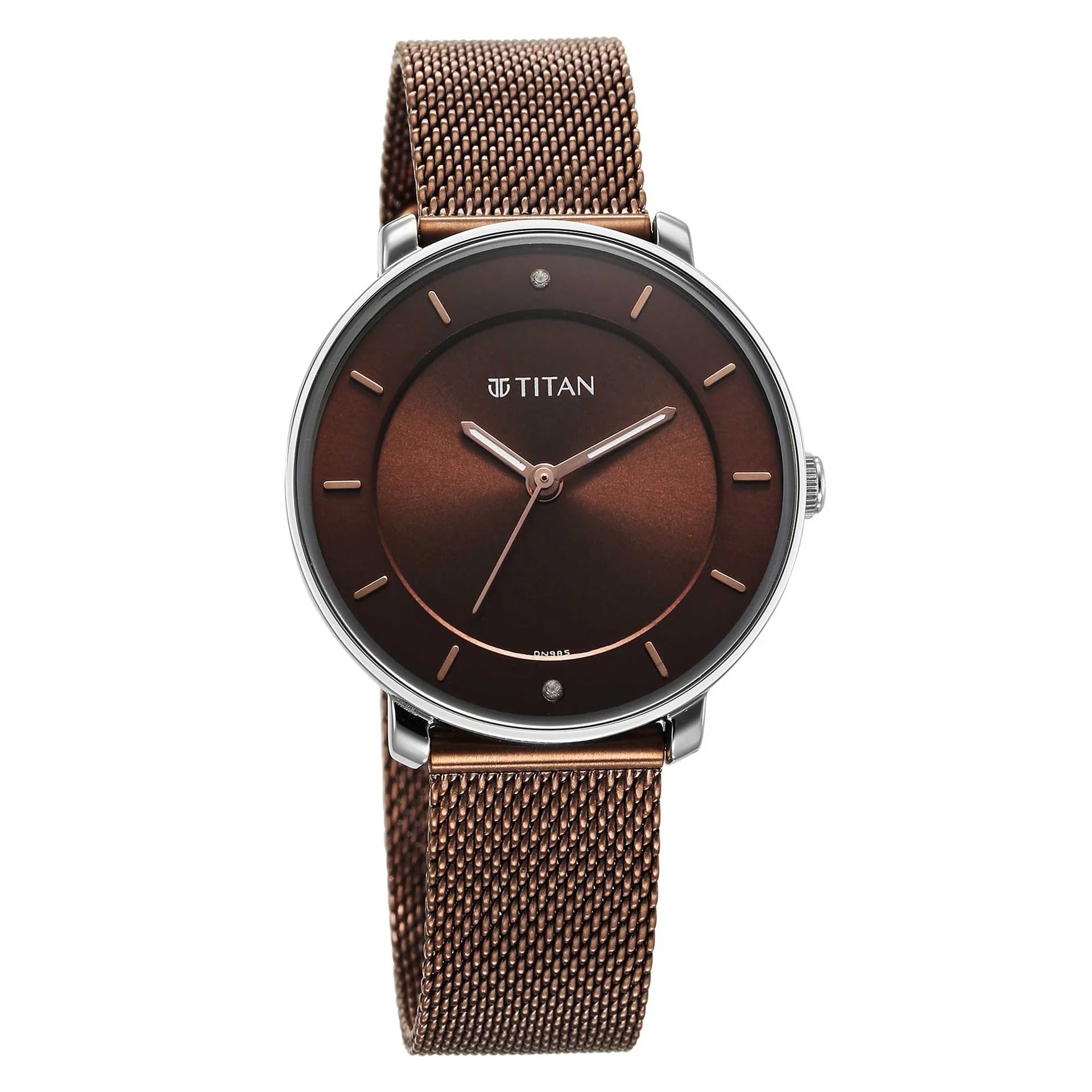 Titan Noir Women's Watch Analog Brown Dial With Brown Mesh Band, 2728KM02
