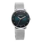 Titan Noir Women's Watch Analog Blue Dial With Silver Mesh Band, 2728SM01