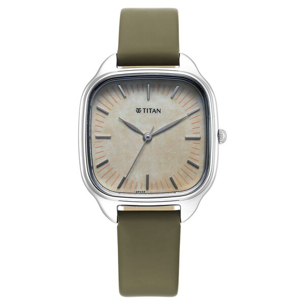 Titan Women's Watch Analog Beige Dial with Silver Stainless Steel Band, 2733SL01