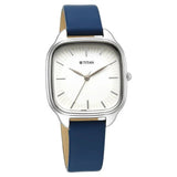 Titan Workwear Women's Watch Analog White Dial With Blue Leather Strap, 2733SL02