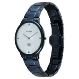 Titan Women's Edge Watch Analog Mother Of Pearl Dial with Blue Stainless Steel Band, 2734QM01