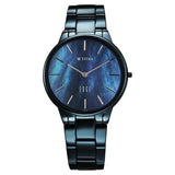 Titan Edge Metal Ladies Allure Women's Watch Analog Rich Mother Of Pearl Dial With Blue Stainless Steel Band, 2734QM02