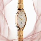 Titan Edge Metal Ladies Allure Women's Watch Analog Rich Mother Of Pearl Dial With Rose Gold Stainless Steel Band, 2734WM02