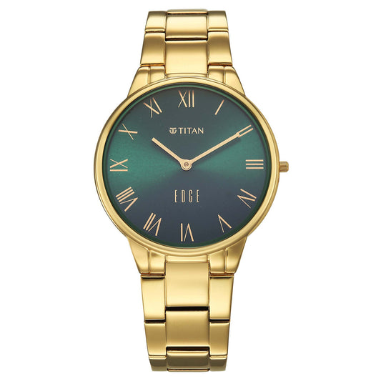 Titan, Women, Analog, Watch, Green Dial, Stainless steel Strap, 2734YM03