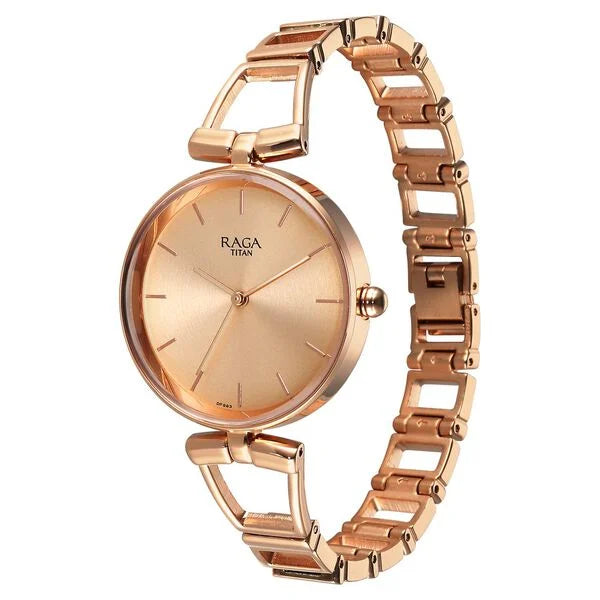 Titan Raga Women's Watch Analog Mother Of Pearl Dial with Two-Toned Stainless Steel Band, 2747WM01