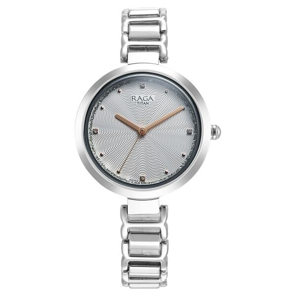 Titan Raga Women's Watch Analog Silver Dial with Silver Stainless Steel Band, 2752SM01