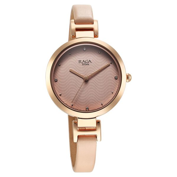 Titan Raga Women's Watch Analog Pink Dial with Pink Leather Strap, 2752WL01
