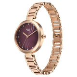 Titan Raga Memoirs Women's Watch Analog Burgundy Dial with Rose Gold Stainless Steel Band, 2752WM01