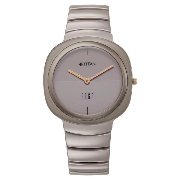Titan Edge Squircle Quartz Analog Women's Watch with Cream Dial and Ceramic Strap, 2757QC03