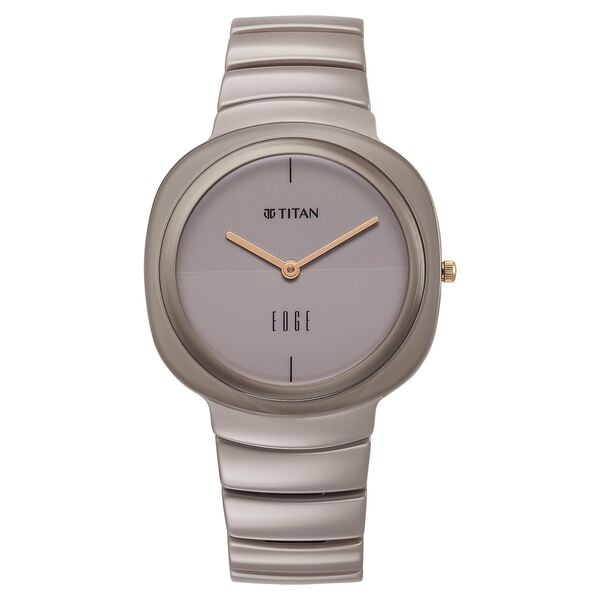 Titan Edge Squircle Quartz Analog Women's Watch with Cream Dial and Ceramic Strap, 2757QC03