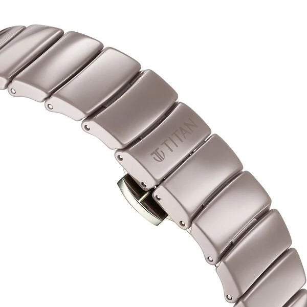 Titan Edge Squircle Quartz Analog Women's Watch with Cream Dial and Ceramic Strap, 2757QC03