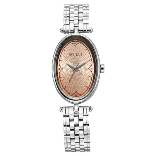Titan, Women, Analog, Watch, Beige Dial, Stainless steel Strap, 2758SM01