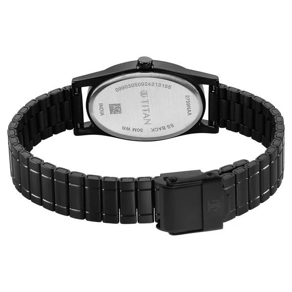 Titan Women's Watch Analog Blue Dial with Black Stainless Steel Band, 2759NM01