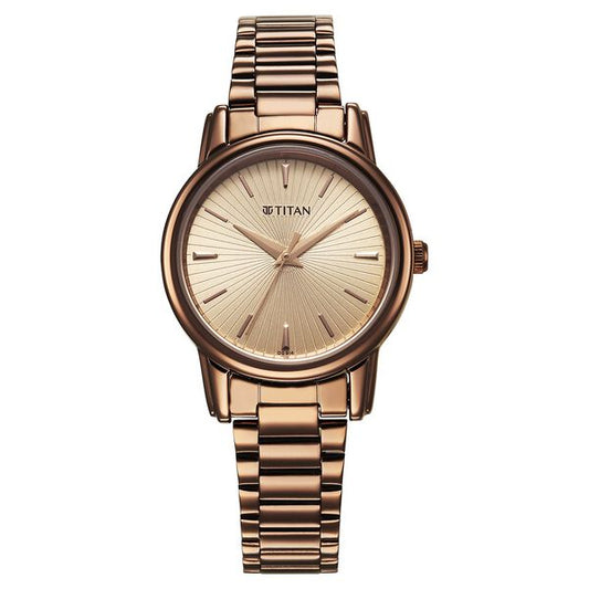 Titan, Women, Analog, Watch, Beige Dial, Stainless steel Strap, 2760QM01