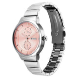 Titan Neo Women's Multifunction Watch Analog Pink Dial with Silver Stainless Steel Band, 2761SM02