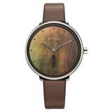 Titan Neo Women's Watch Analog Mother of Pearl Dial with Brown Leather Strap, 2763SL01