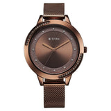 Titan Women's Watch Analog Brown Dial with Brown Mesh Band, 2764QM01