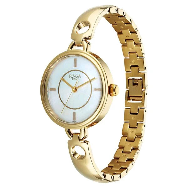 Titan Raga Contempore Quartz Analog Women's Watch with Mother of Pearl Dial and Metal Strap, 2774YM01