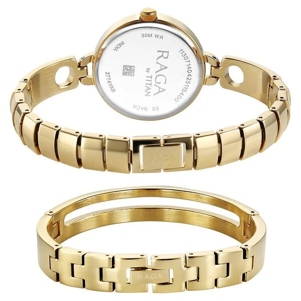 Titan Raga Contempore Quartz Analog Women's Watch with Mother of Pearl Dial and Metal Strap, 2774YM01
