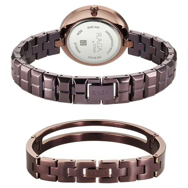 Titan Raga Contempore Quartz Analog Women's Watch with Brown Dial and Metal Strap, 2775QM01