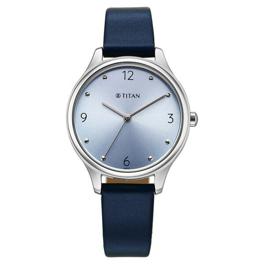 Titan, Women, Analog, Watch, Blue Dial, Leather Strap, 2781SL02