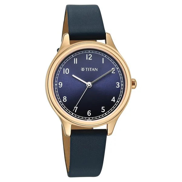 Titan Women's Analog Watch Blue Dial With Blue Leather Strap , 2781WL01