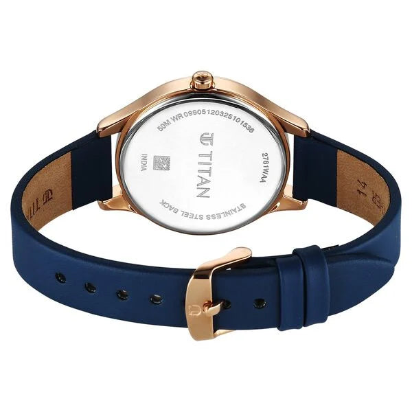 Titan Women's Analog Watch Blue Dial With Blue Leather Strap , 2781WL01